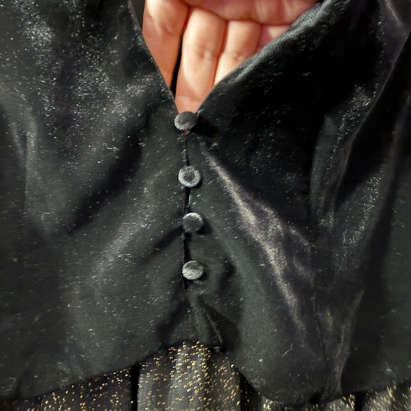 Zara Black With Gold Glitter Sheer Mini Dress With Velvet Vest In S - Picture 10 of 12